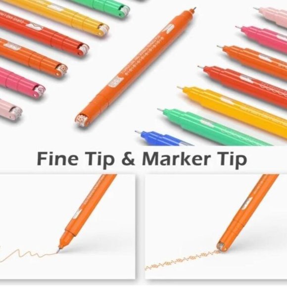 8 Rainbow Color Dual Tip Markers 5 Different Curve Shapes - Picture 2 of 2